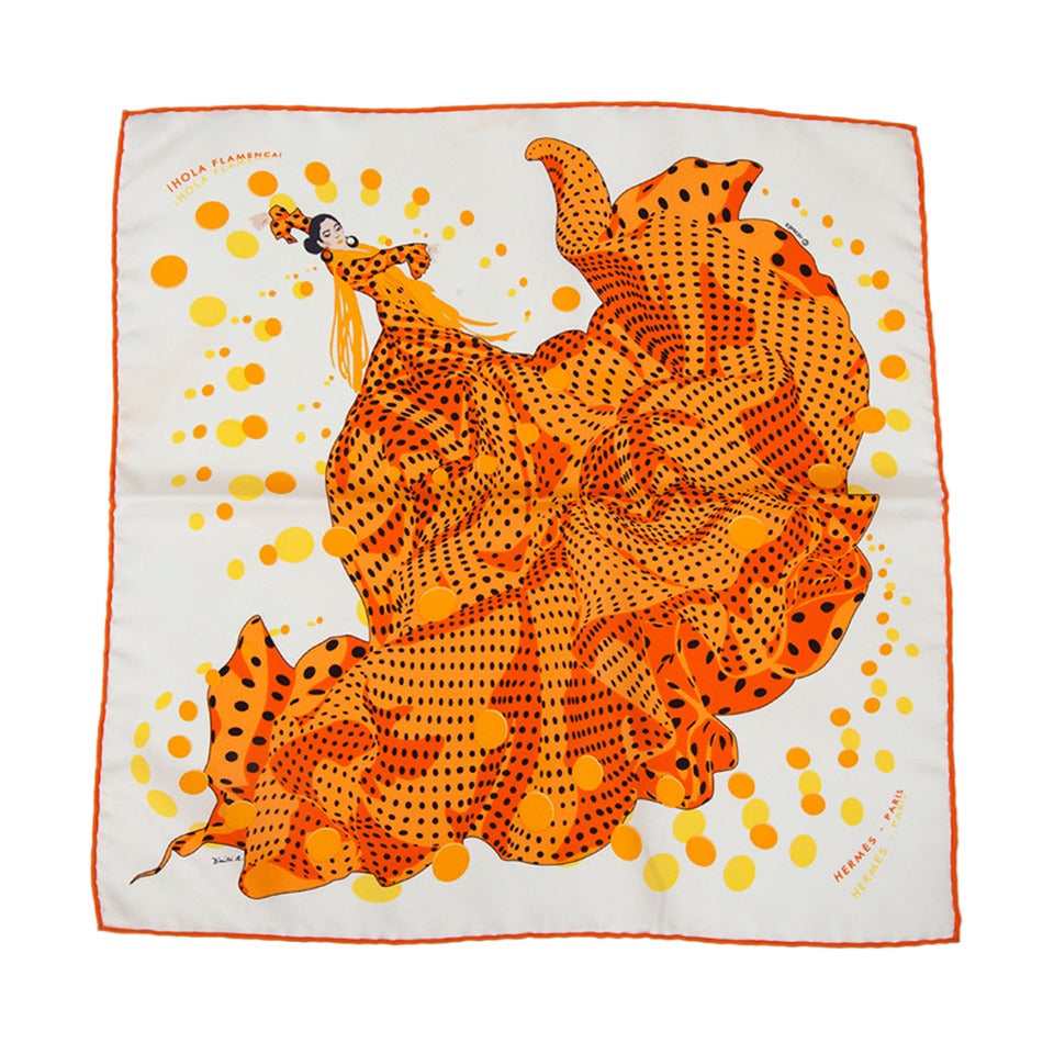Hermes "! Hola Flamenca !" Twill Silk Pocket Square Scarf