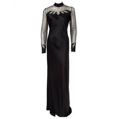 1940's Sheer Mesh & Silk Satin Gown 5