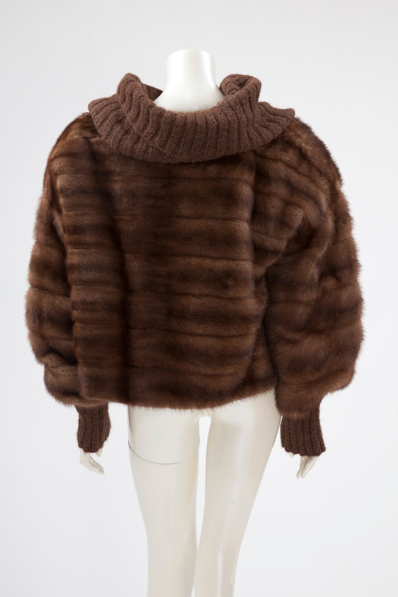 Fendi Mink & Ribbed Wool Pullover Coat 2