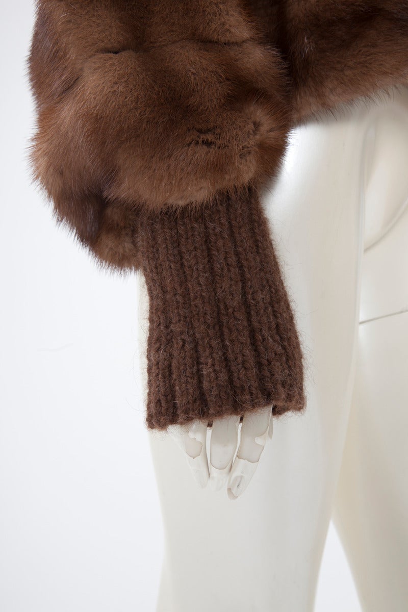 Fendi Mink & Ribbed Wool Pullover Coat 1
