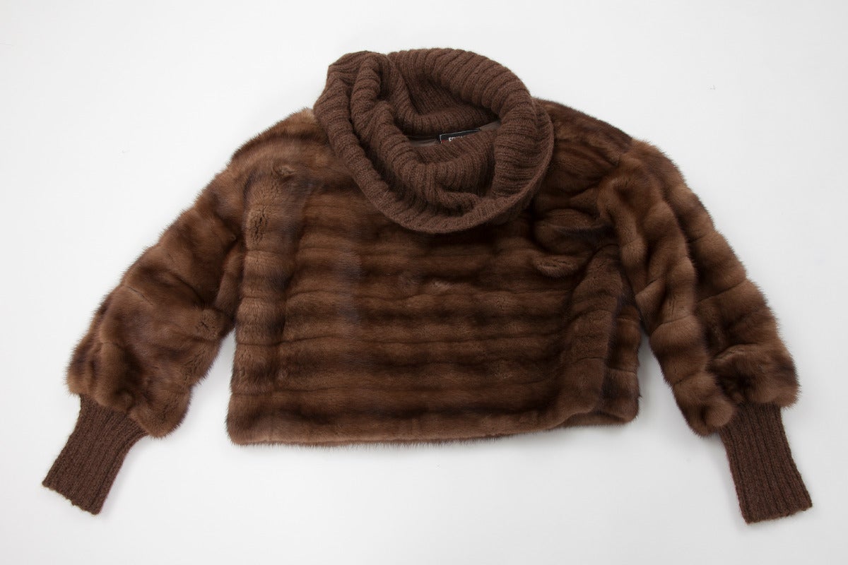 Fendi Mink & Ribbed Wool Pullover Coat 3