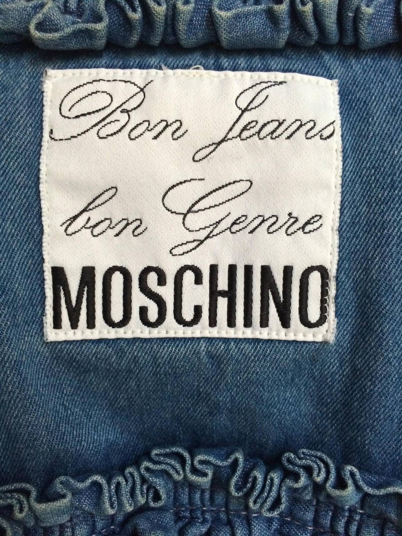 Moschino Ruffle Jeans Jacket In Excellent Condition In Geneva, CH