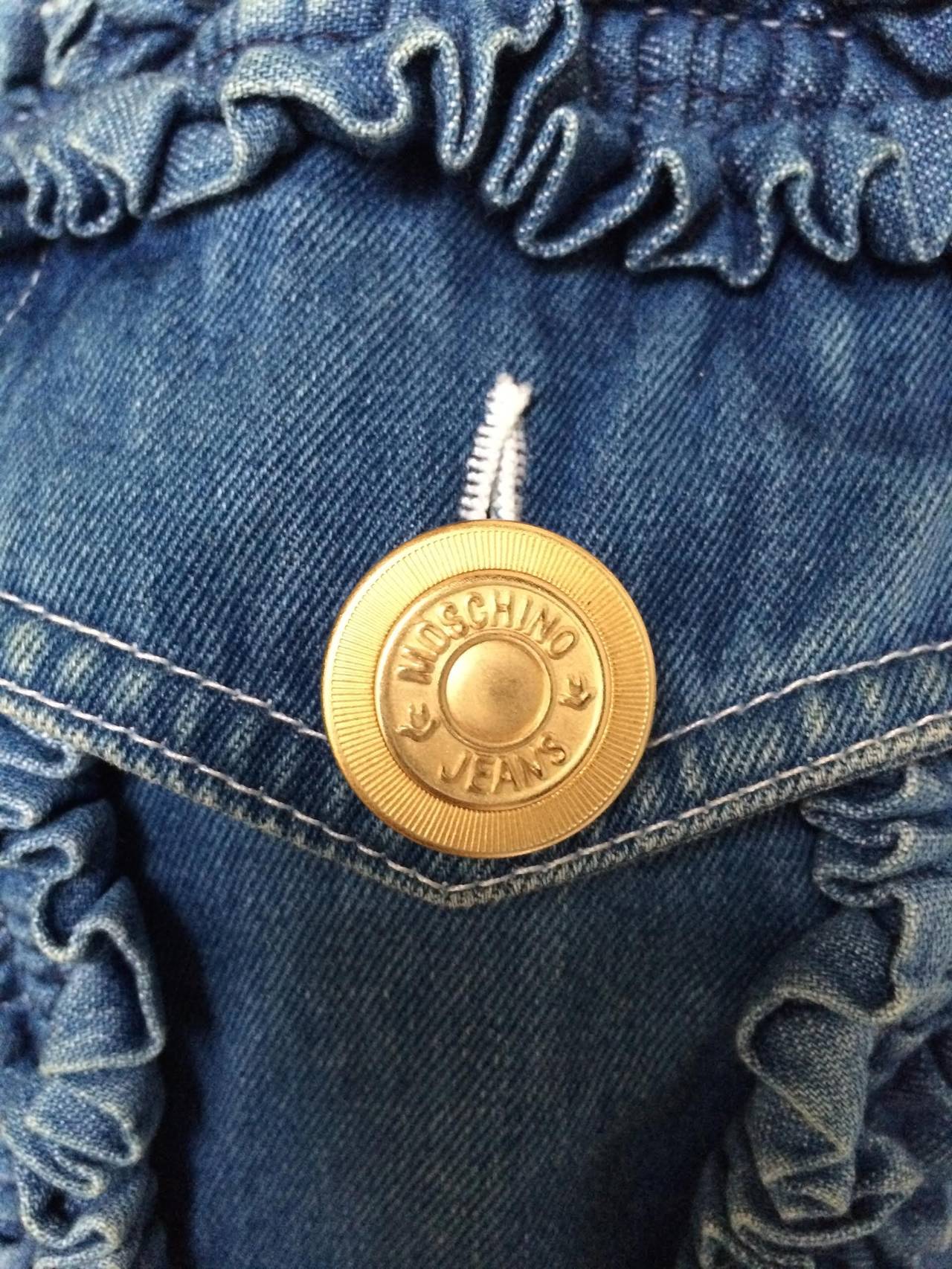 Moschino Ruffle Jeans Jacket at 1stDibs | ruffle jean jacket, ruffled ...