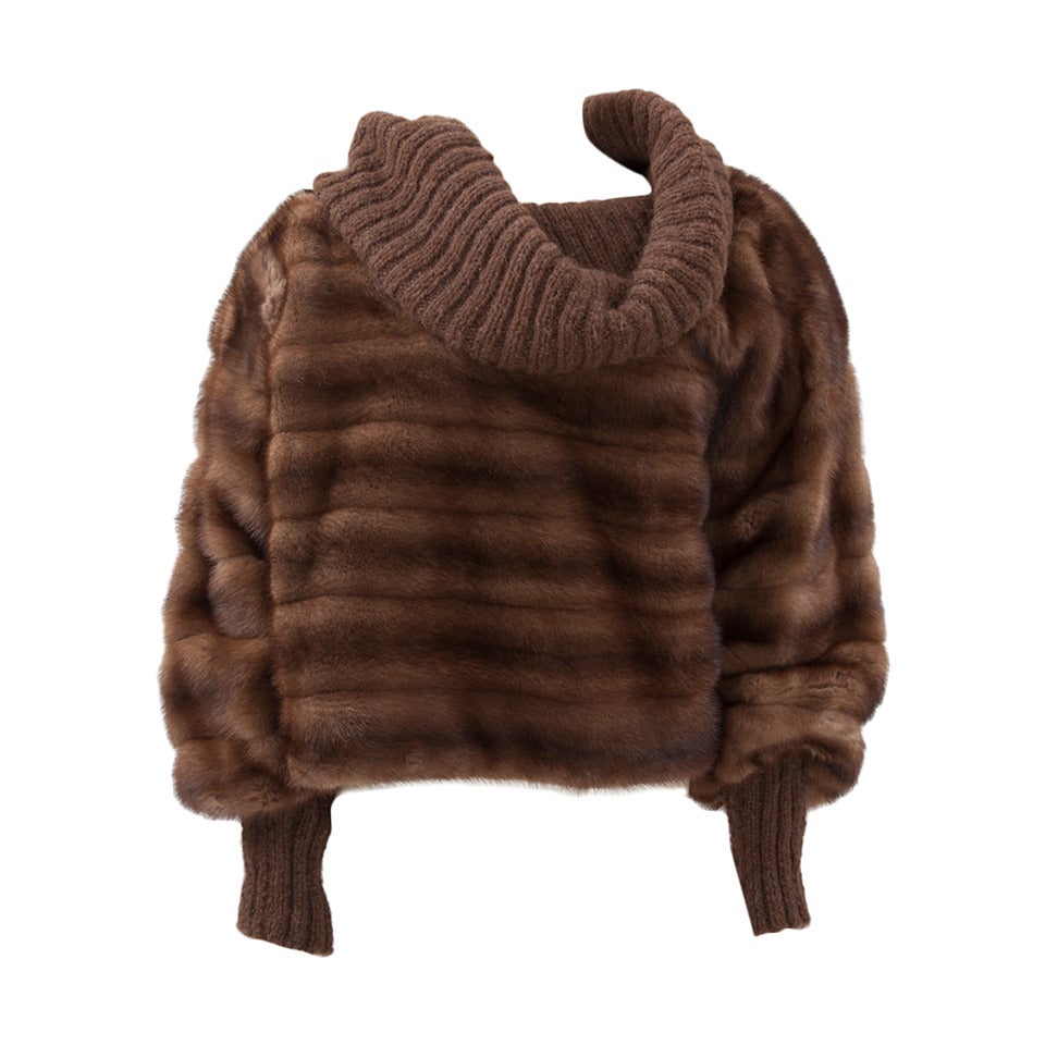Fendi Mink & Ribbed Wool Pullover Coat