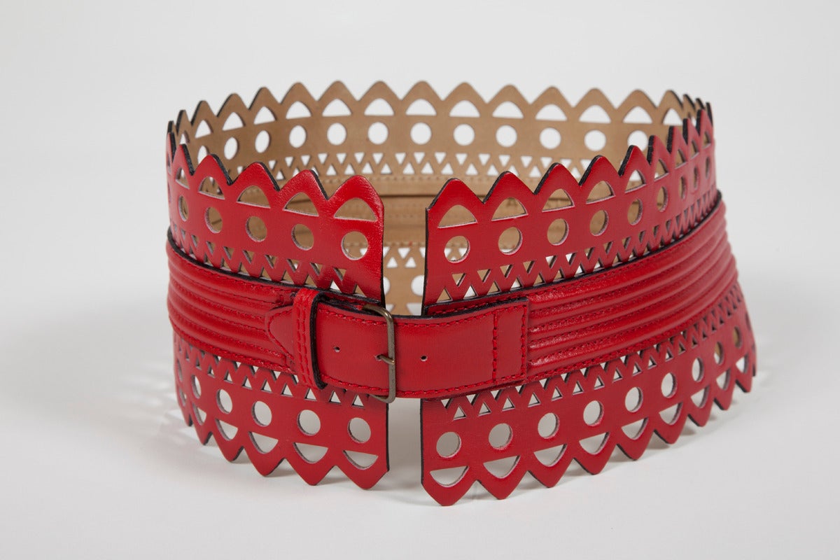 Alaia Laser Cut Leather Corset Belt