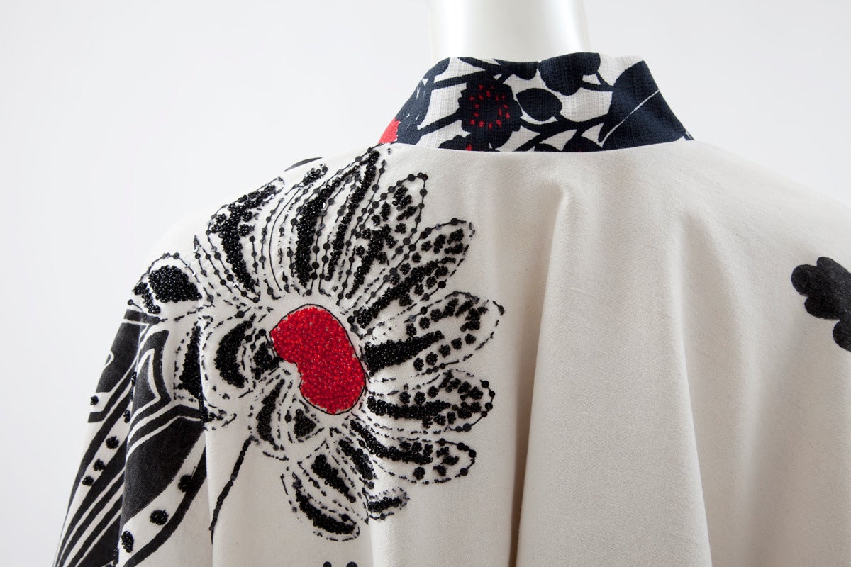 Kenzo Runway Printed Cotton & Beads Kimono Jacket 1