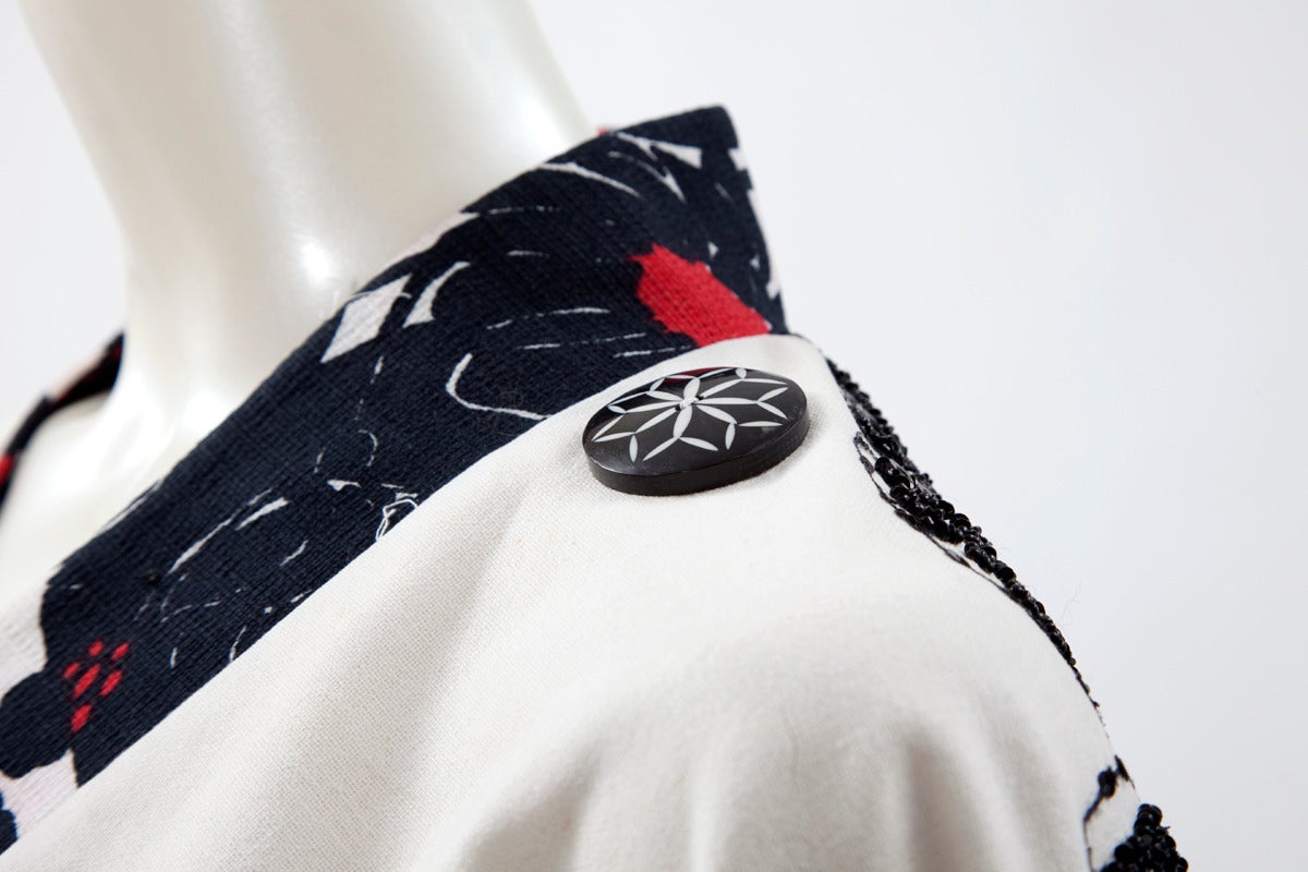 Kenzo Runway Printed Cotton & Beads Kimono Jacket 3