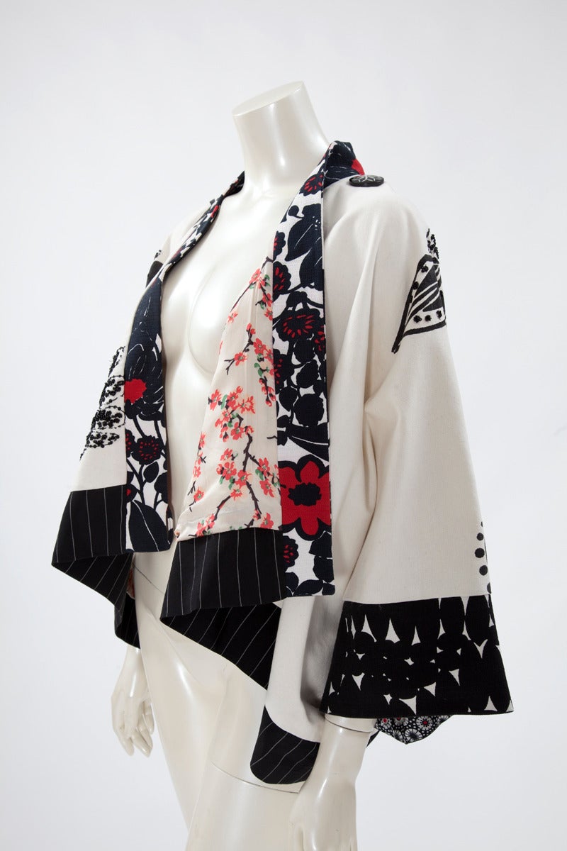 Kenzo Runway Printed Cotton & Beads Kimono Jacket 2