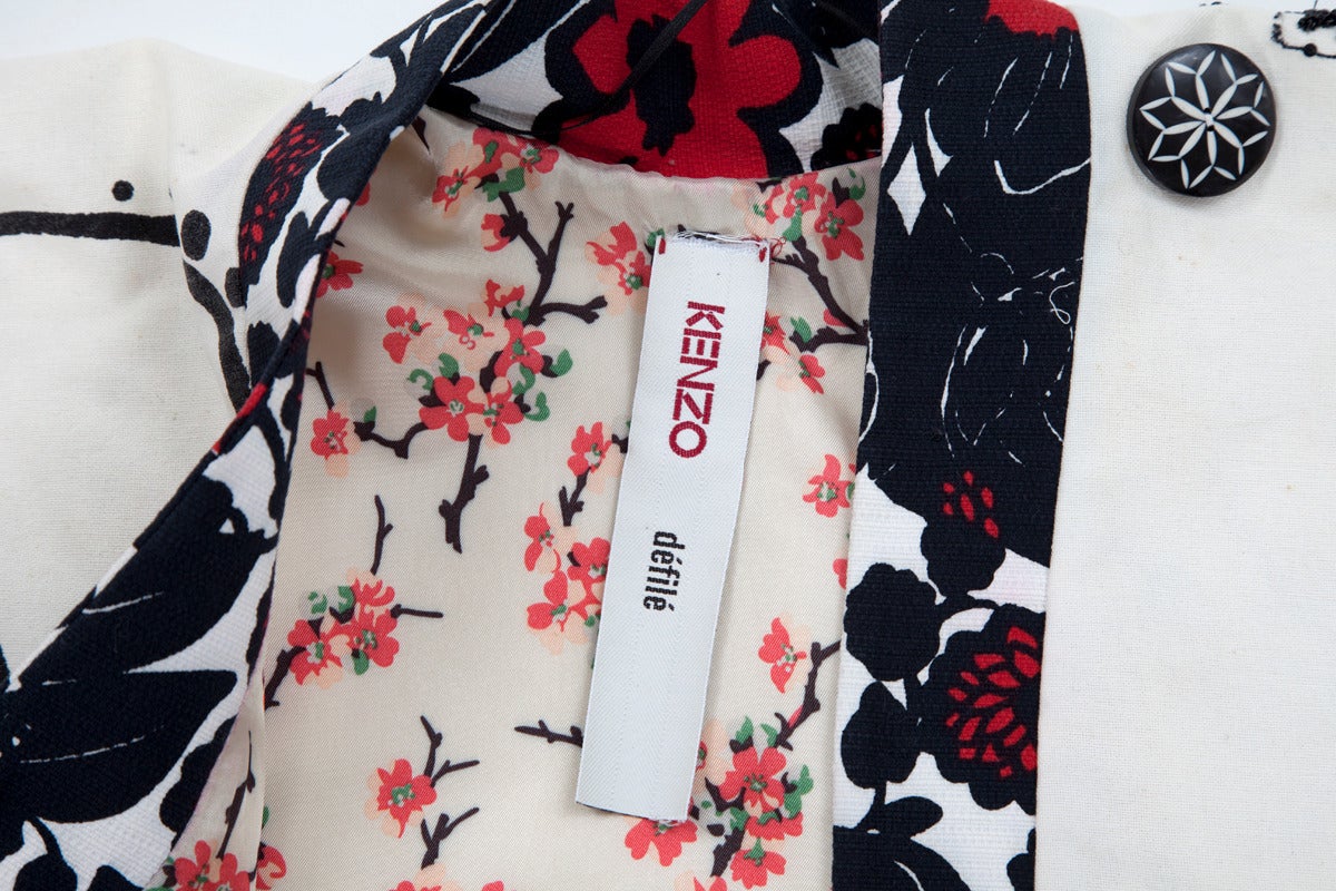 Kenzo Runway Printed Cotton & Beads Kimono Jacket 6