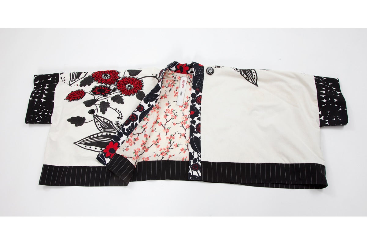 Kenzo Runway Printed Cotton & Beads Kimono Jacket 5