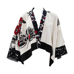 Kenzo Runway Printed Cotton & Beads Kimono Jacket