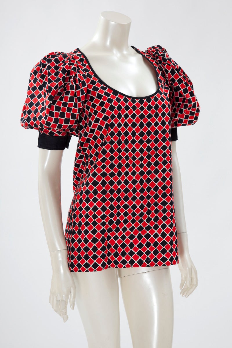 Women's Yves Saint Laurent Runway Harlequin Cotton Ensemble, Spring-Summer 1983