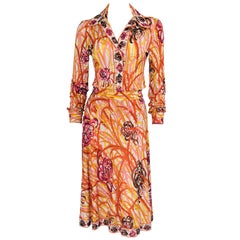 Emilio Pucci Ensemble aus Hemd & Rock aus Seidenjersey mit Druck und Druck
