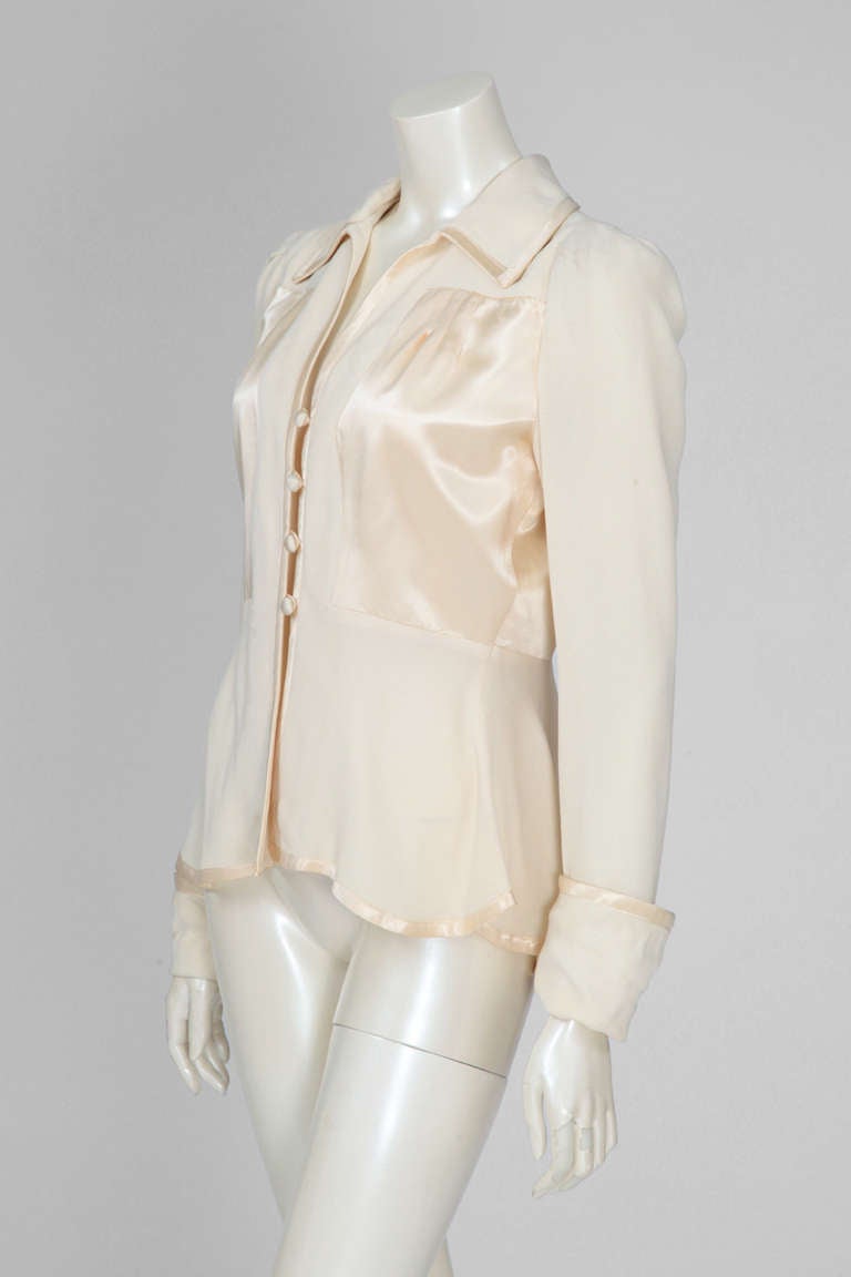 Ossie Clark Moss Crepe Shirt Top In Excellent Condition In Geneva, CH