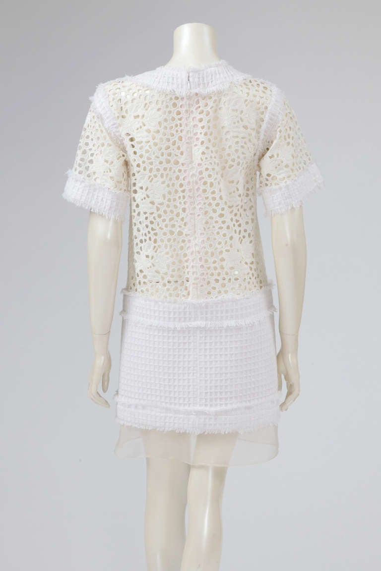 Gray Chanel Guipure & Cotton Tweed Dress