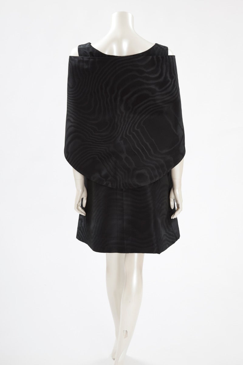 Black Balenciaga Haute Couture Moiré Cocktail Dress, Spring-Summer 1963 For Sale