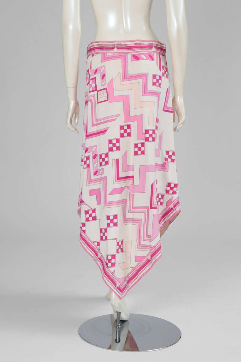 Beige Emilio Pucci Print Cotton Pointed Skirt