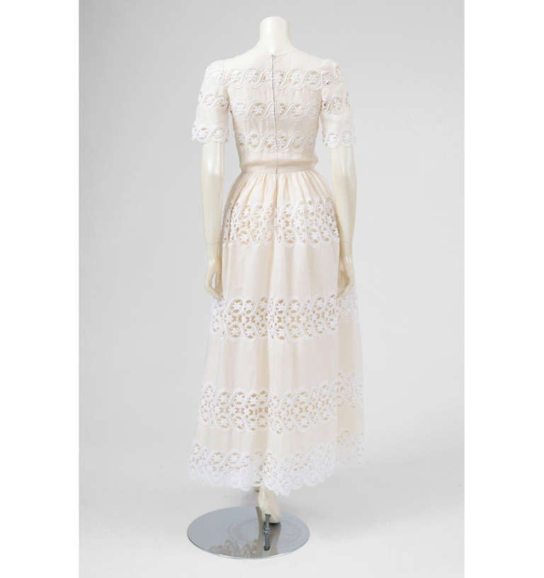 Valentino Haute Couture Cotton and Guipure Dress For Sale at 1stDibs