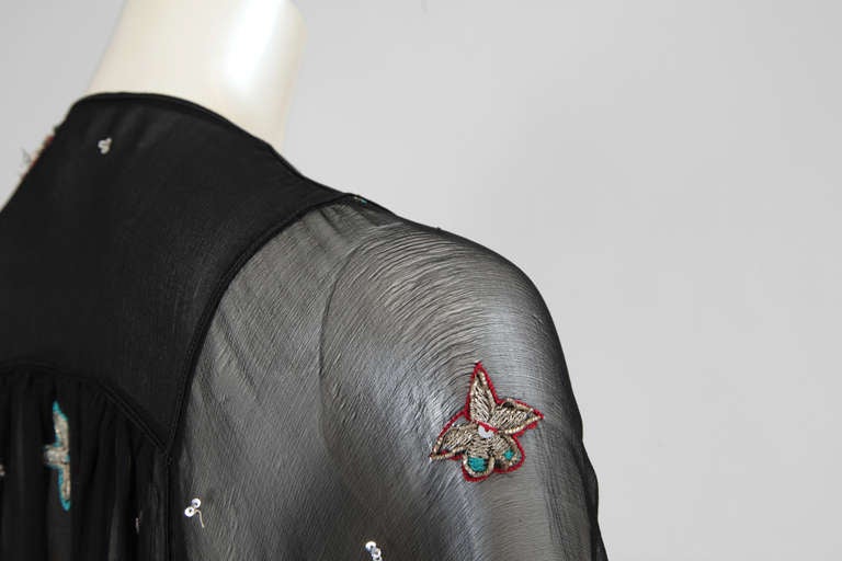 Thea Porter Couture Embroidered Silk Chiffon Caftan 1