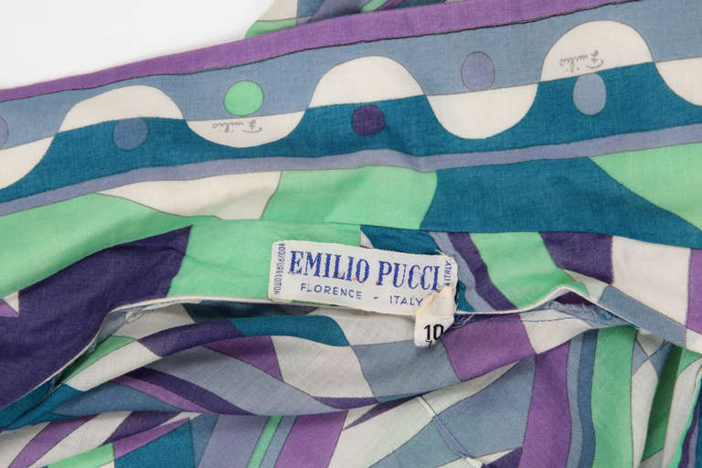 Emilio Pucci Print Cotton Shirt Dress For Sale 3