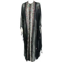 Thea Porter Couture Embroidered Silk Chiffon Caftan 5