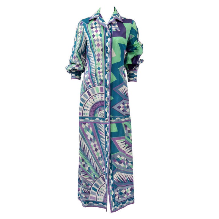 Emilio Pucci Print Cotton Shirt Dress For Sale