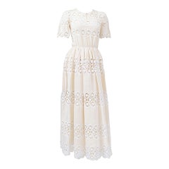 Vintage Valentino Haute Couture Cotton & Guipure Maxi Dress