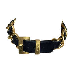 Chanel Goldtone And Leather Choker