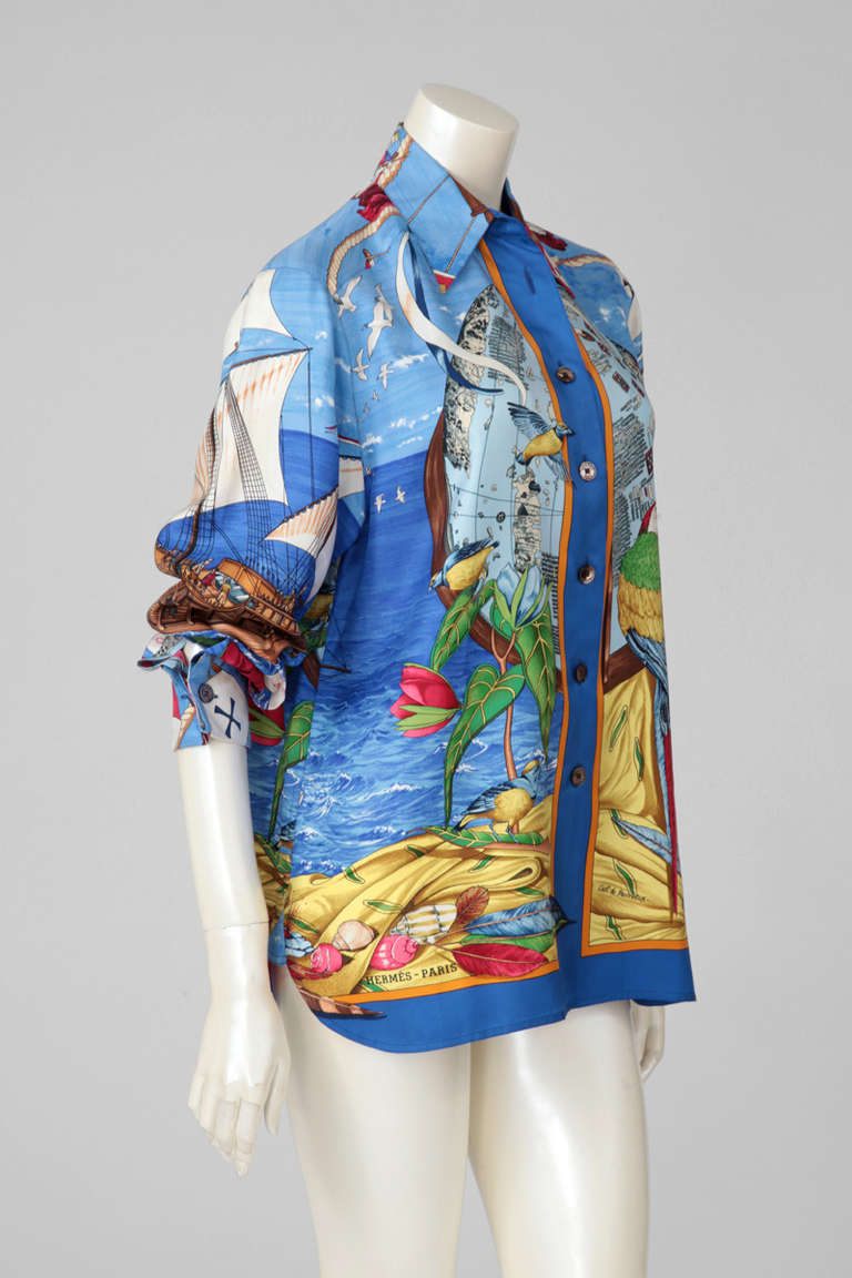 Hermes "Christophe Colomb Découvre L'Amérique" Silk Twill Shirt