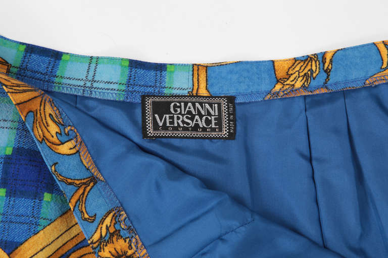 Versace Couture Gonna in lana leggera con stampa barocca In condizioni ottime in vendita a Geneva, CH