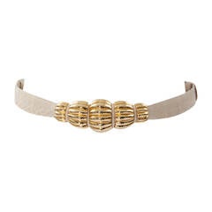 Judith Leiber Snakeskin & Gilt Metal Belt 9