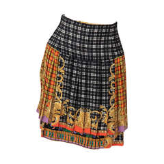 Versace Couture Light Wool Baroque Print Skirt