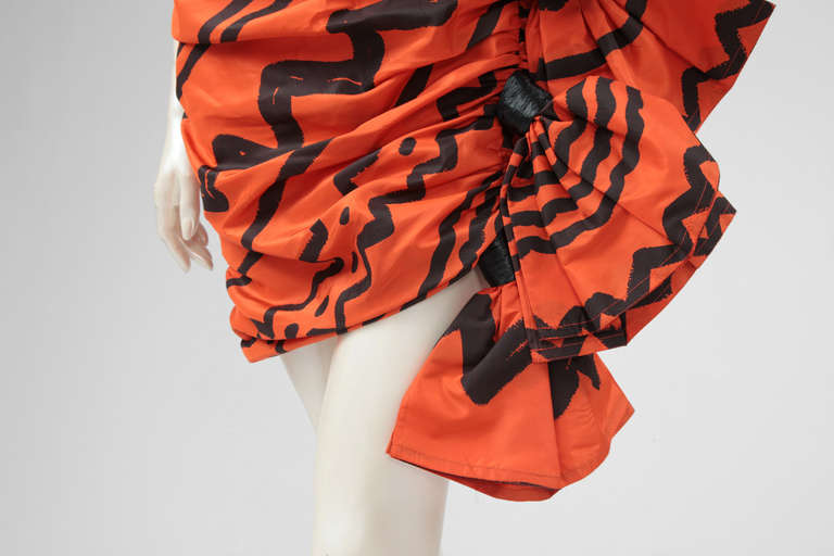 Red Angelo Tarlazzi Printed Taffeta Cocktail Dress, Spring-Summer 1985