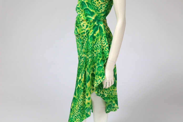 Emanuel Ungaro Silk Leopard Print Party Dress In Excellent Condition In Geneva, CH