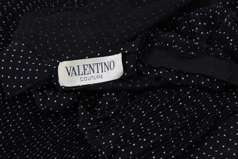 Valentino 1970s Haute Couture Polka Dot Silk Chiffon Gown 3