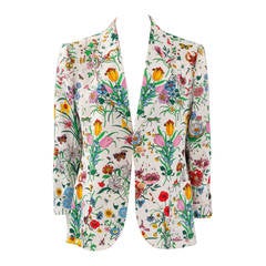 Gucci - Blazer en lin imprimé fleurs