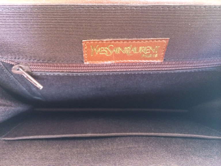 Yves Saint Laurent Straw & Leather Handbag In Good Condition In Geneva, CH