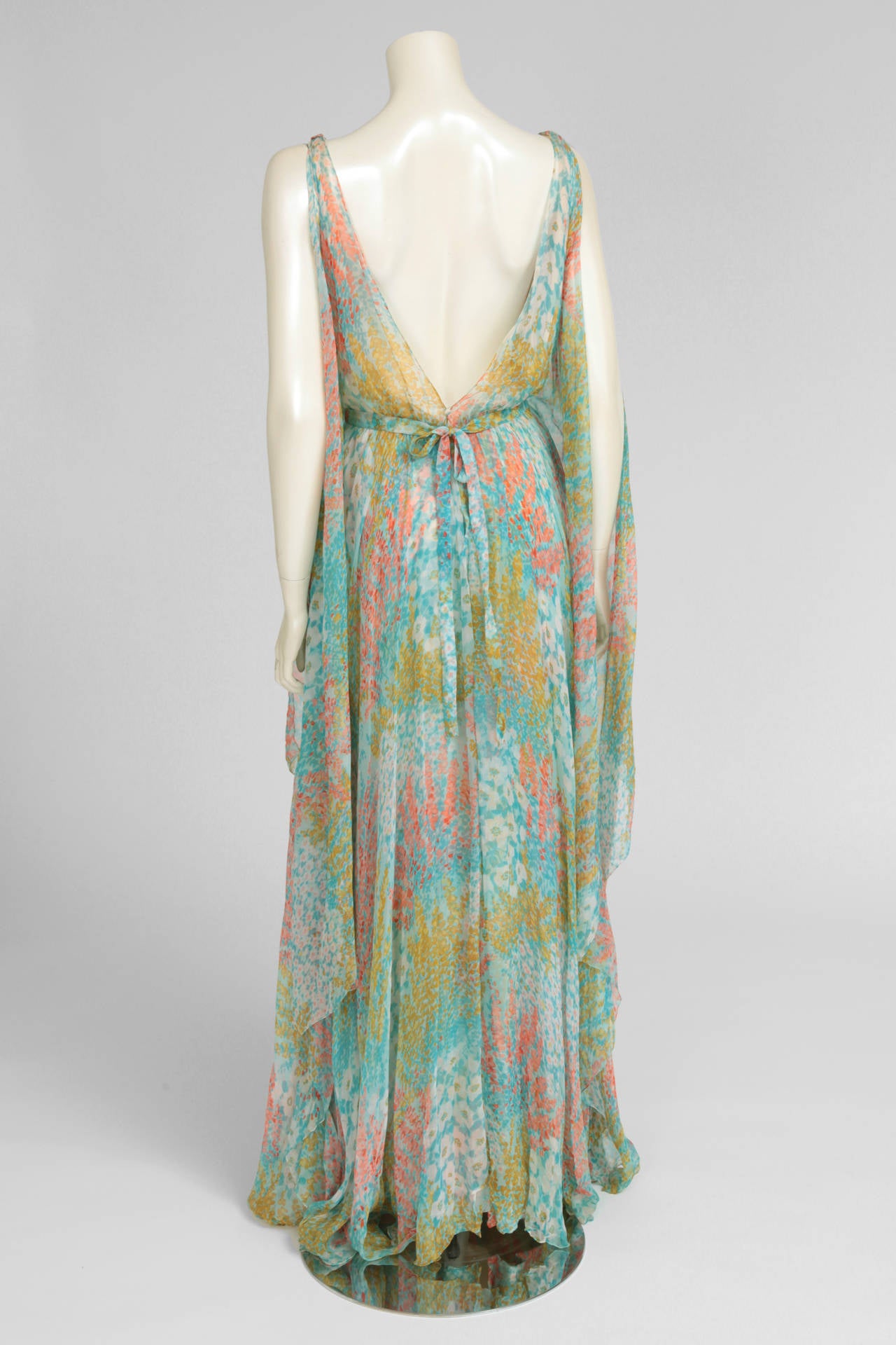 Chanel Alta Costura Vestido de gasa de seda estampada, circa 1970 1