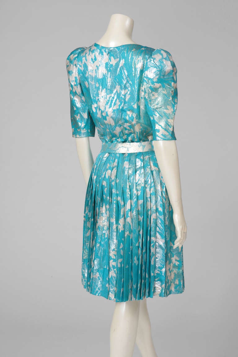 Yves Saint Laurent Haute Couture Printed Silk & Lurex Cocktail Dress 3
