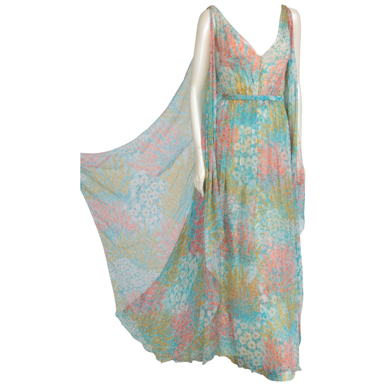 Chanel Alta Costura Vestido de gasa de seda estampada, circa 1970
