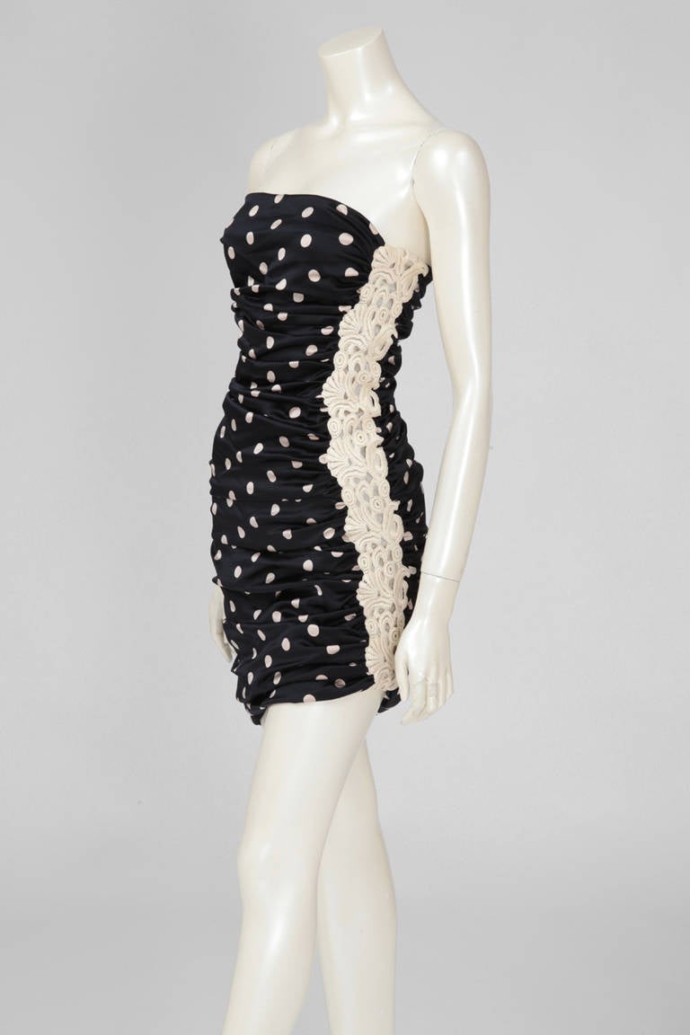 Angelo Tarlazzi Silk & Guipure Polka Dot Cocktail Dress