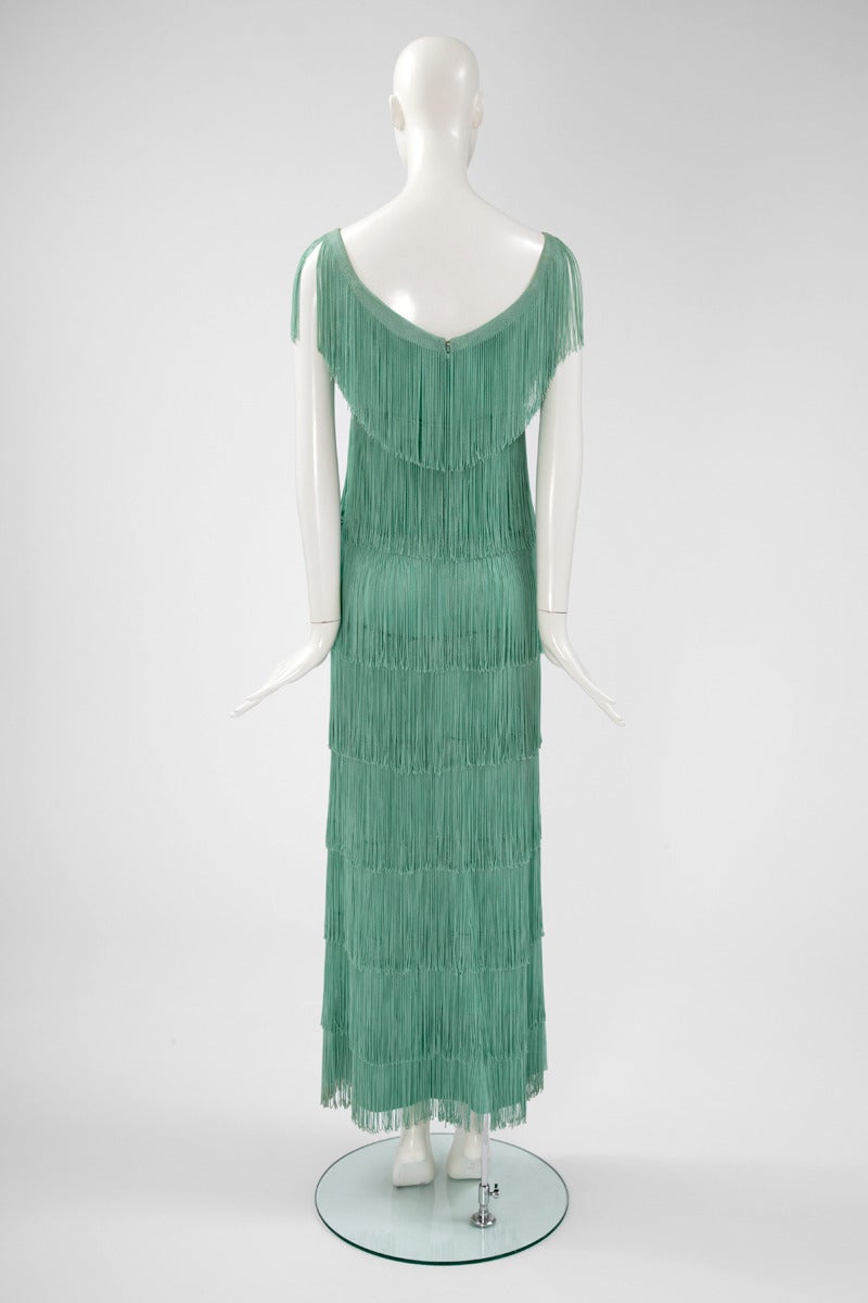 Loris Azzaro Fringed Evening Gown & Cape In Excellent Condition In Geneva, CH