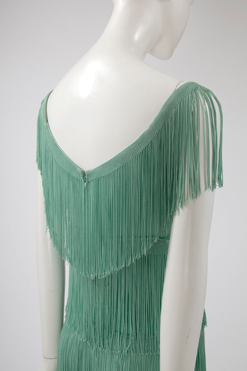 Blue Loris Azzaro Fringed Evening Gown & Cape