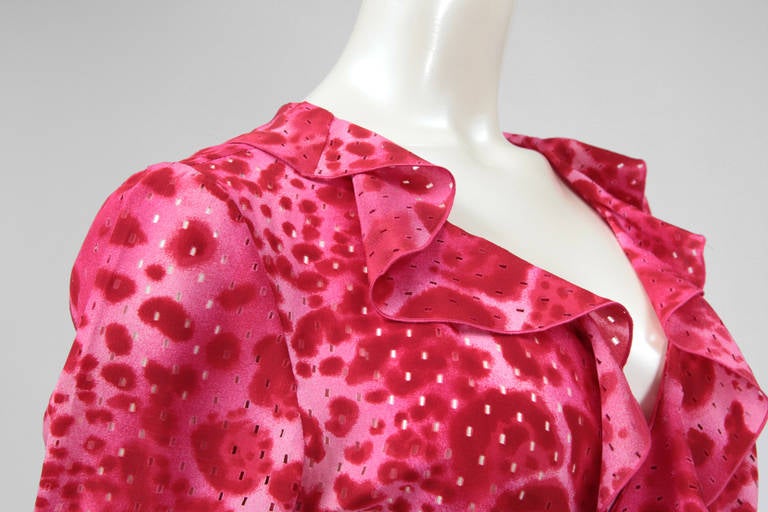 Emanuel Ungaro - Robe portefeuille en soie imprimée léopard, printemps-été 2000 en vente 2
