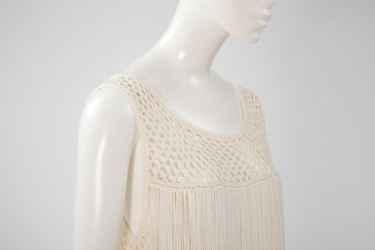 Women's Valentino Silk Crochet Fringed Dress