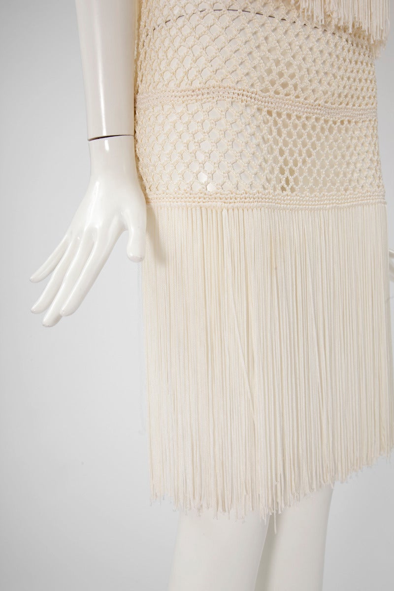 Valentino Silk Crochet Fringed Dress 1