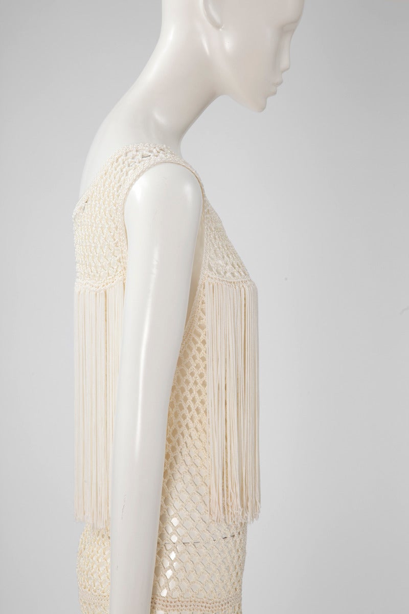 Valentino Silk Crochet Fringed Dress 2