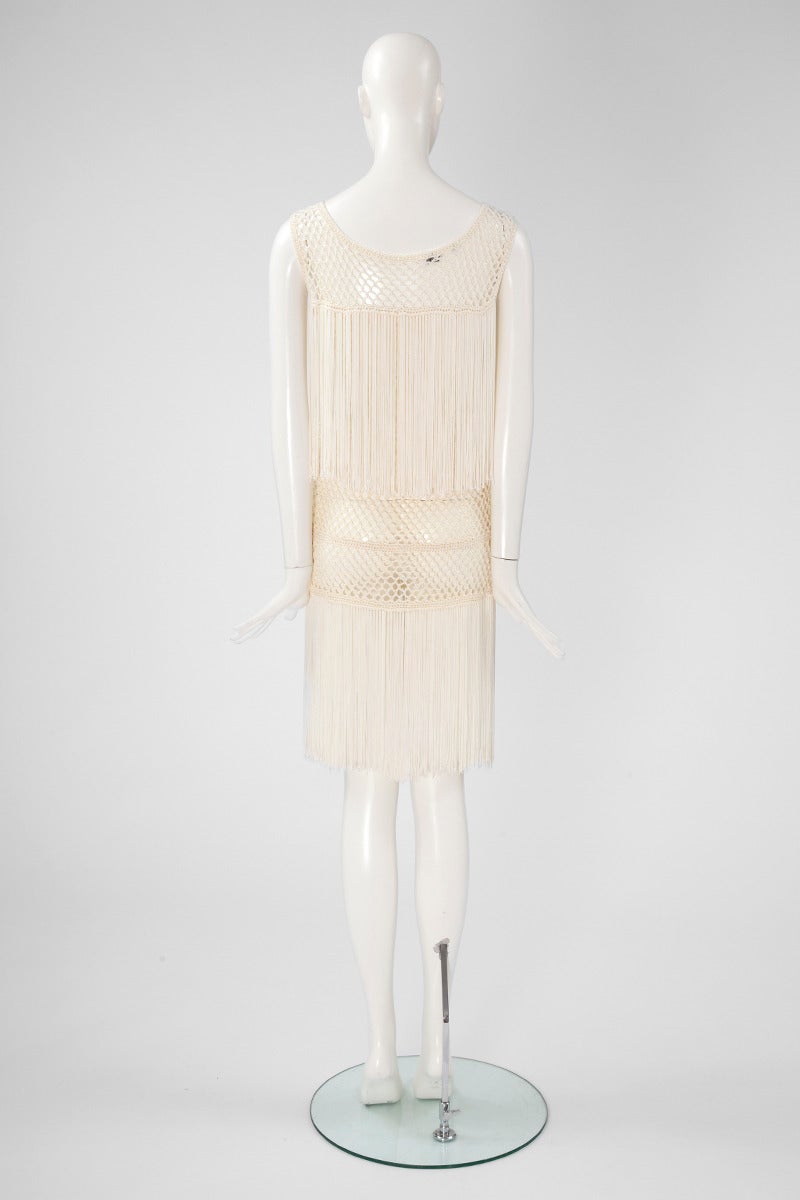 Valentino Silk Crochet Fringed Dress 3