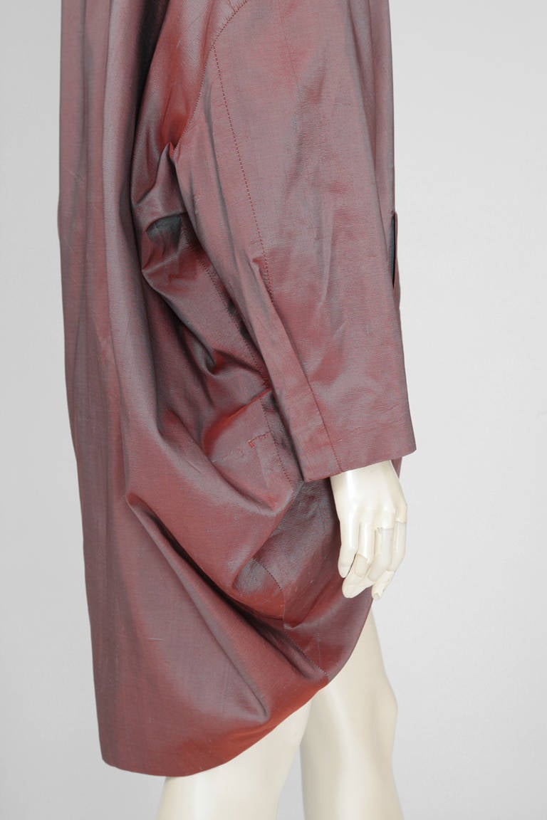 Brown Romeo Gigli Silk Cocoon Coat