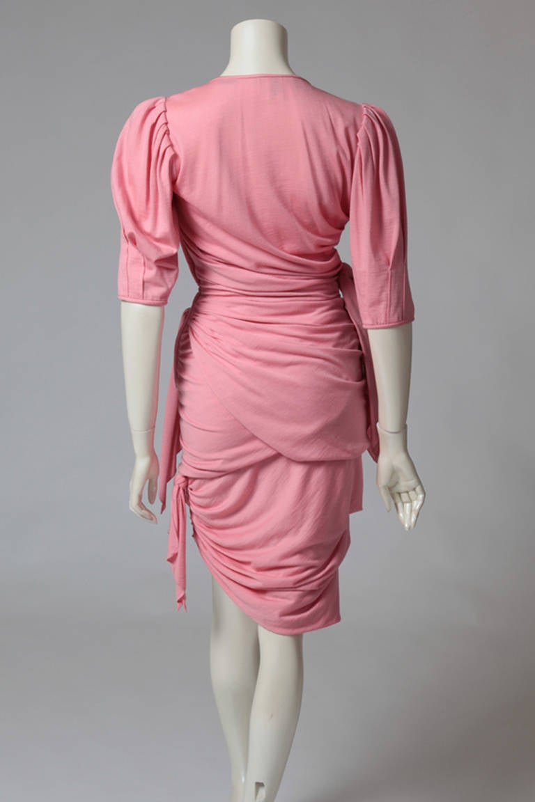 Emanuel Ungaro Wool Draped Cocktail Dress In Excellent Condition In Geneva, CH